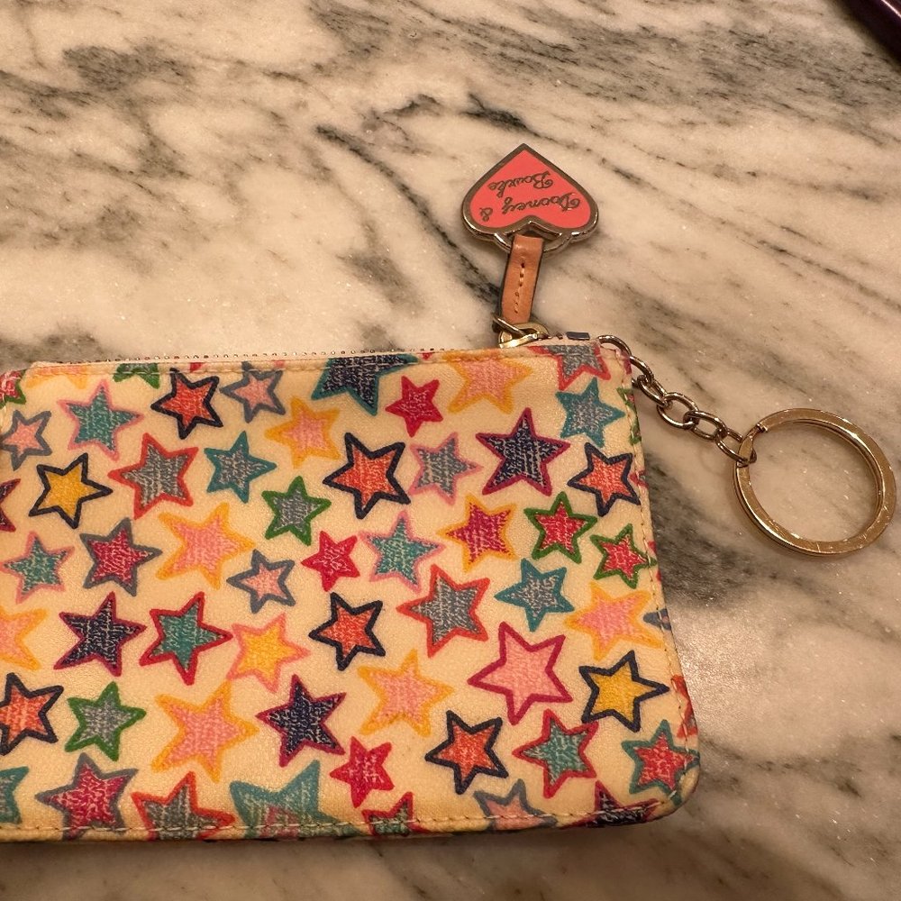 Dooney and Bourke authentic change purse key chain with multicolor stars pattern